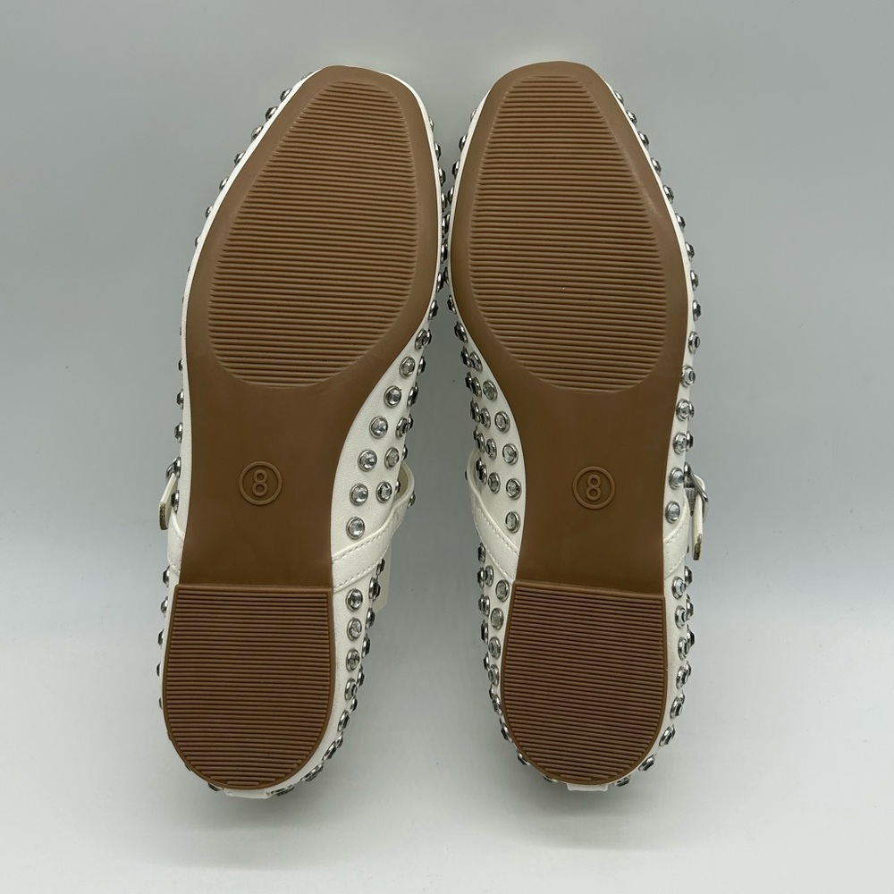 A New Day Issa Flats White Studded Mary Jane Shoes Vegan | Size 8 | New With Box - Picture 9 of 12